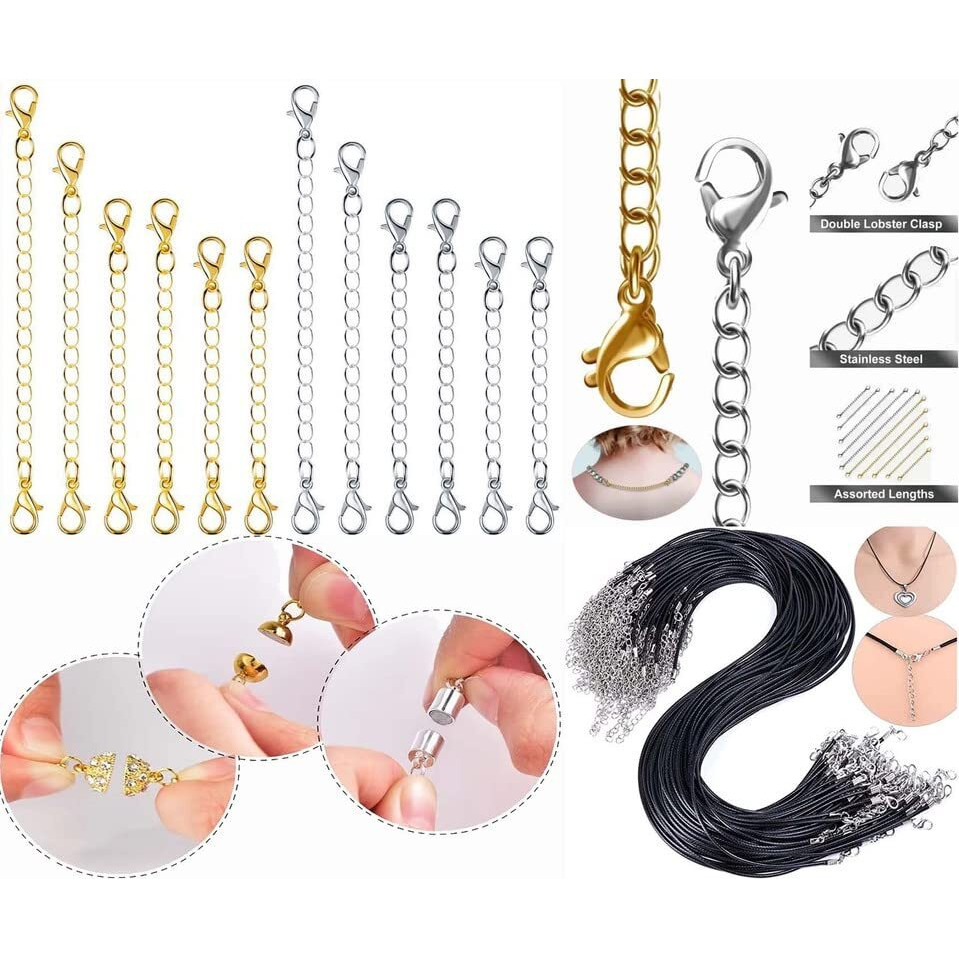 Diy Crafts 5 Sets 5X5, Gold, Chain Extender Jewelry Necklace Lobster Clasps | Closures For Necklace Bracelet Jewel (5 Sets 5X5, Gold)