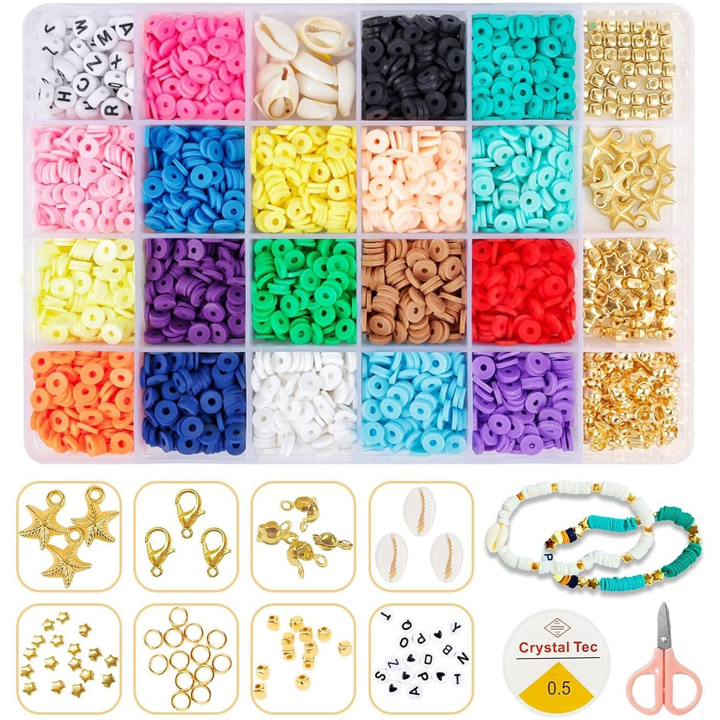 Bondwet Bracelet Making 8Mm Set, Clay Beads Kit, Macaron Color Beads For Bracelet Making For Girls Kids, Transparent Kandi/Pony/Letter/Craft/Heart For Girls' Lovely Cute Letter With Unicorn Pendant