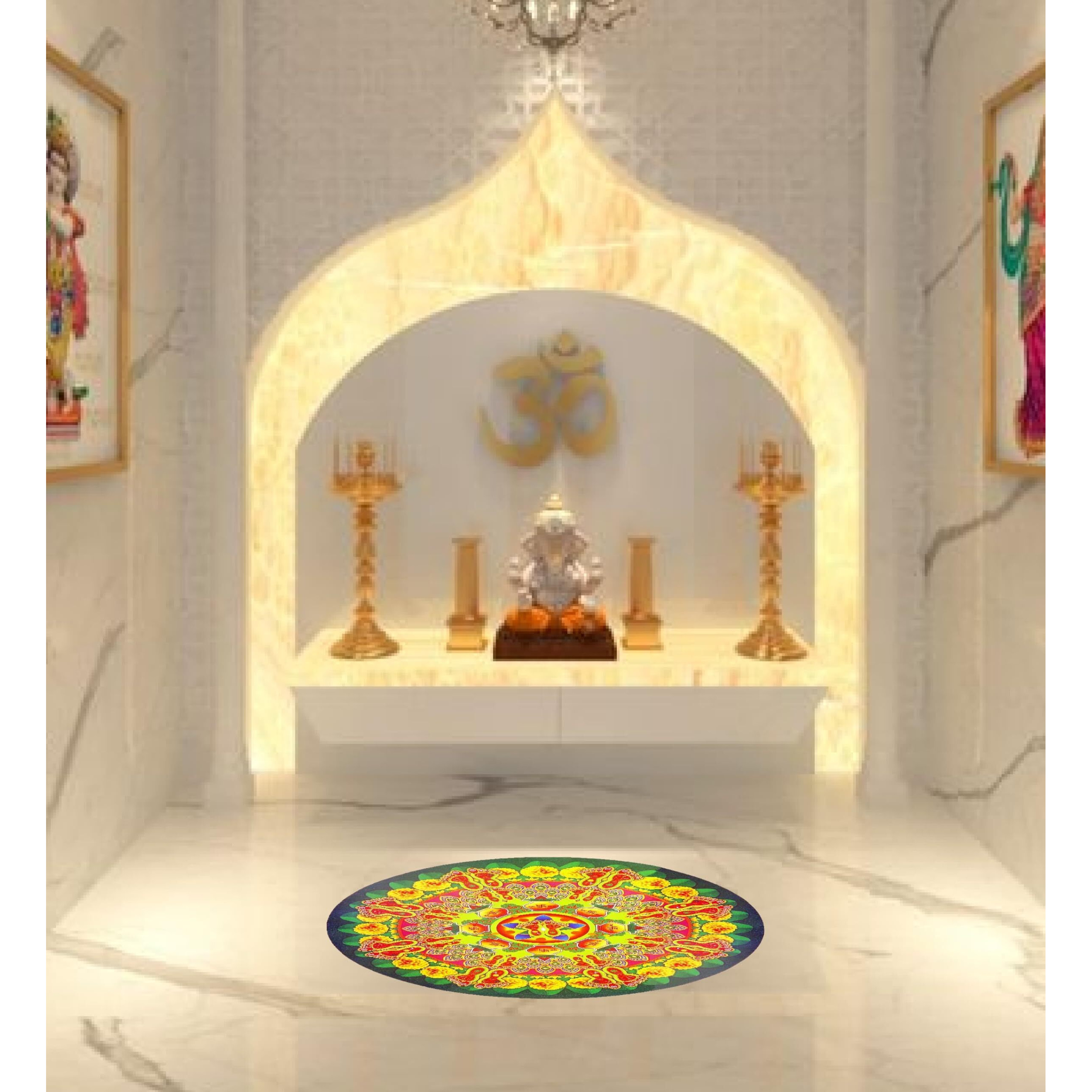 Dreamkraft Colorful Rangoli Sticker Set For Diwali Decoration, Floor & Wall Stickers (30 Cm X 30 Cm, Pack Of 4)_Pc493