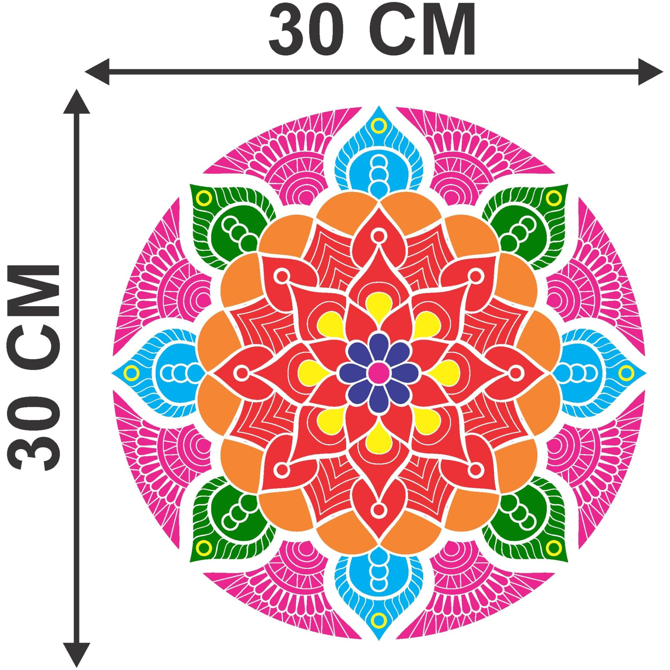 Dreamkraft Colorful Rangoli Sticker Set For Diwali Decoration, Floor & Wall Stickers (30 Cm X 30 Cm, Pack Of 4)_Pc493