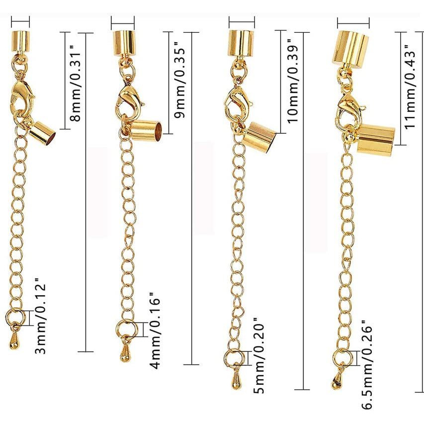 Diy Crafts Parts Pack, Chorme Silver, Cord End Clasps Connectors, Lobster Clasp, Extender Chain Adjustable Jewellery Clasps Leather Cord End Cap For Bracelet Neckl (Parts Pack, Chorme Silver)
