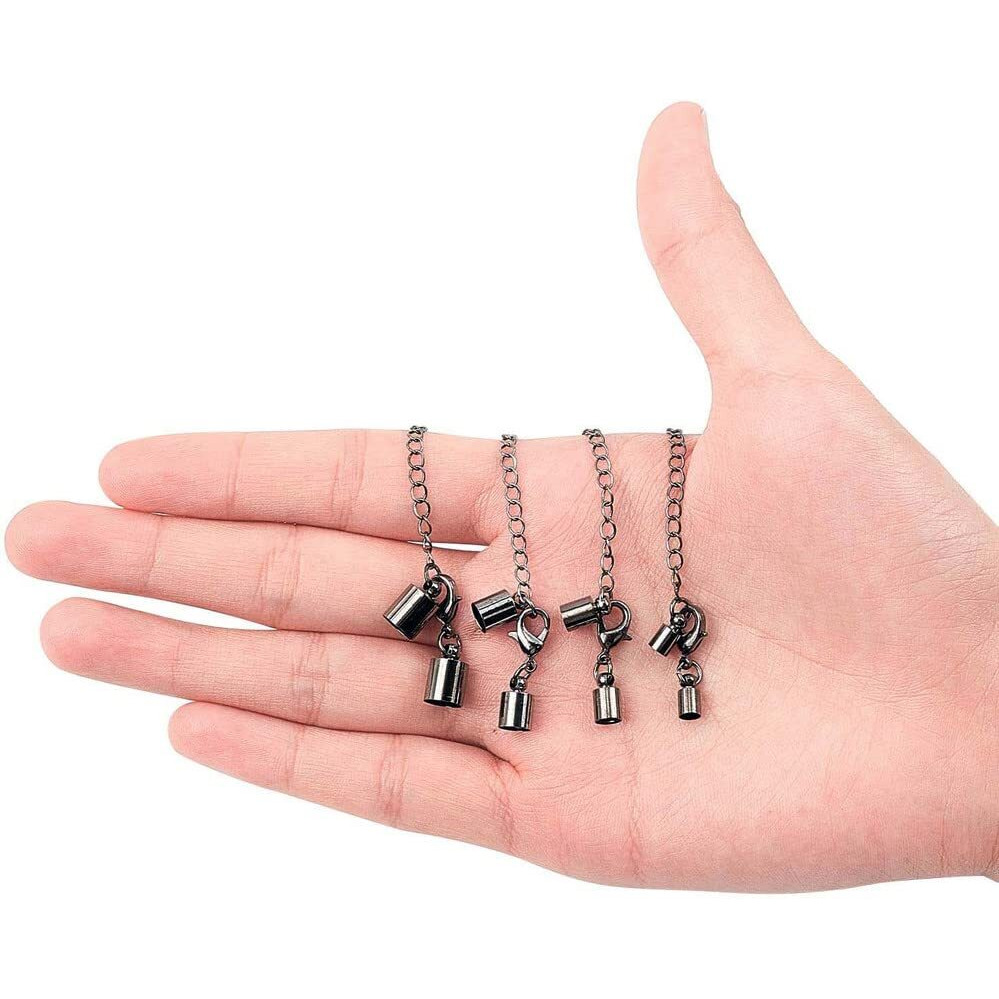 Diy Crafts Parts Pack, Chorme Silver, Cord End Clasps Connectors, Lobster Clasp, Extender Chain Adjustable Jewellery Clasps Leather Cord End Cap For Bracelet Neckl (Parts Pack, Chorme Silver)