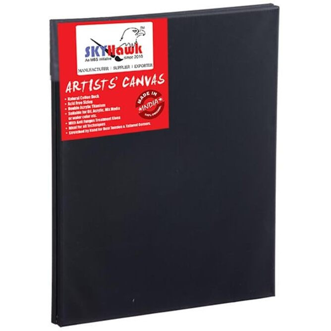 Black 14" X 14" Cotton Medium Grain Pre Stretched Canvas