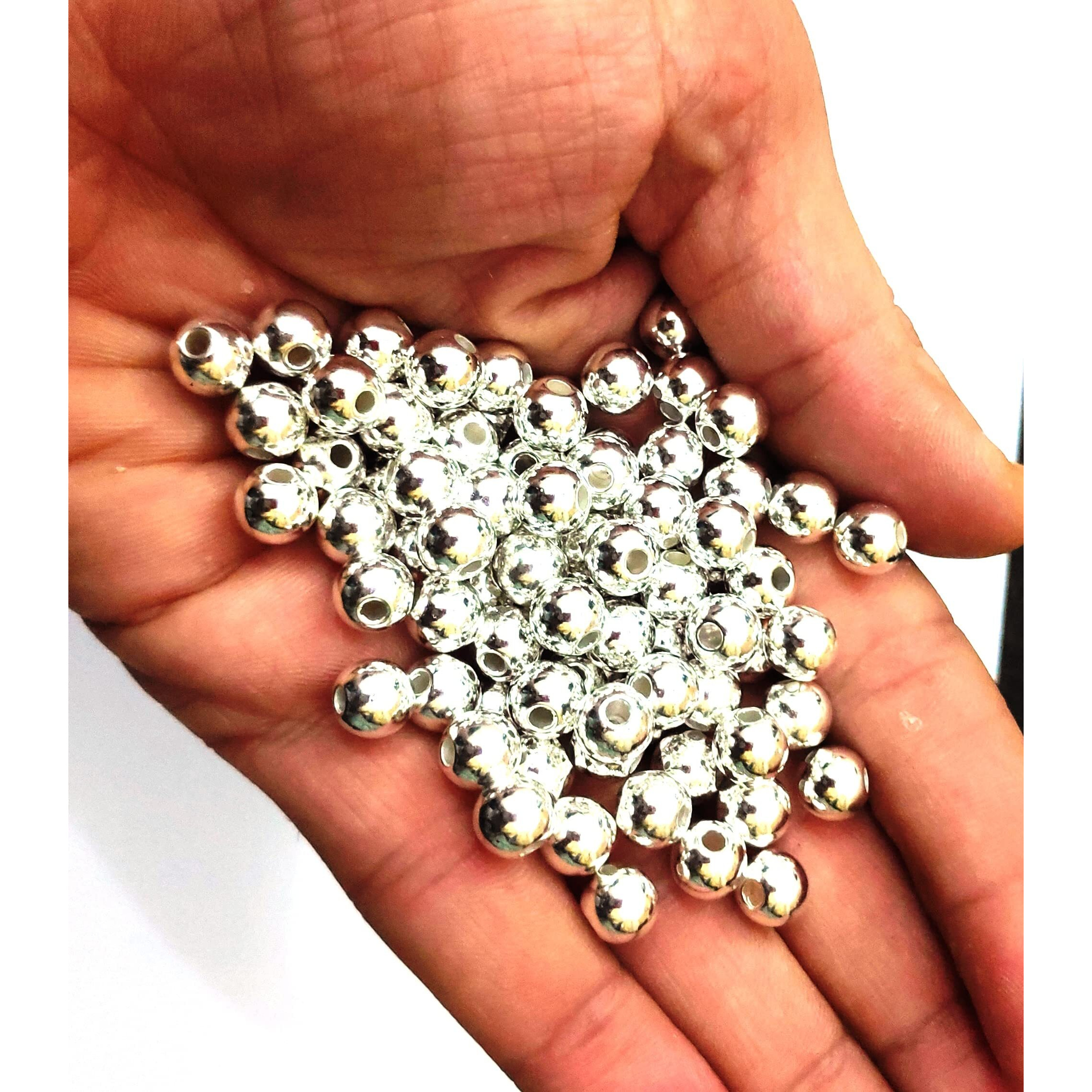 Gosetget 200 Pcs, 8Mm Silver Ball - Plastic Beads For Jewellery Making, Arts And Crafts Work, Necklace, Bracelet Earring Diy Kit (Ball-8Mm-Silver)