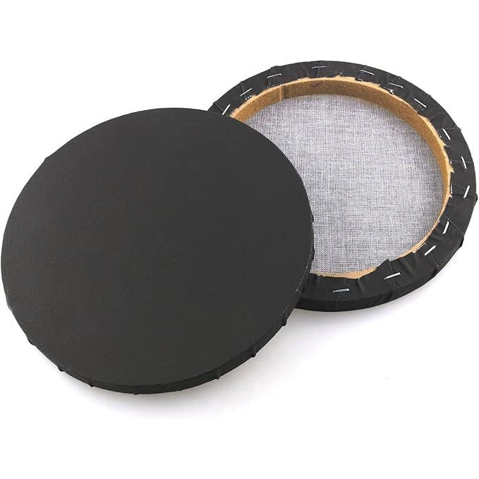 Black Cotton Round Medium Grain Pre-Stretched Canvases - 6 Inch, 8 Inch, 10 Inch, 14 Inch, 16 Inch
