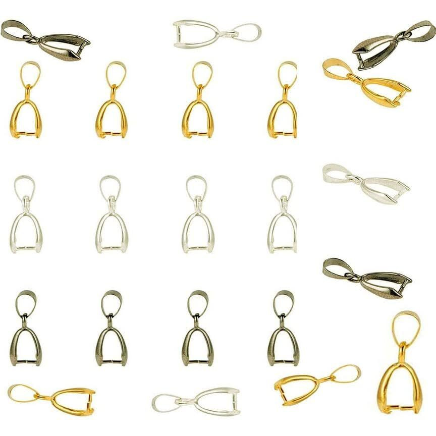 Diy Crafts 30 Pcs, Silver, Brass Pinch Bails Pinch Clip Bail Clasp Dangle Charm Bead Pendant Connector Findings For Pendants Necklace Jewelry (30 Pcs, Silver)