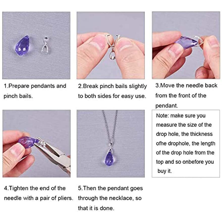 Diy Crafts 30 Pcs, Dull Silver, Brass Pinch Bails Pinch Clip Bail Clasp Dangle Charm Bead Pendant Connector Findings For Pendants Necklace Jew (30 Pcs, Dull Silver)