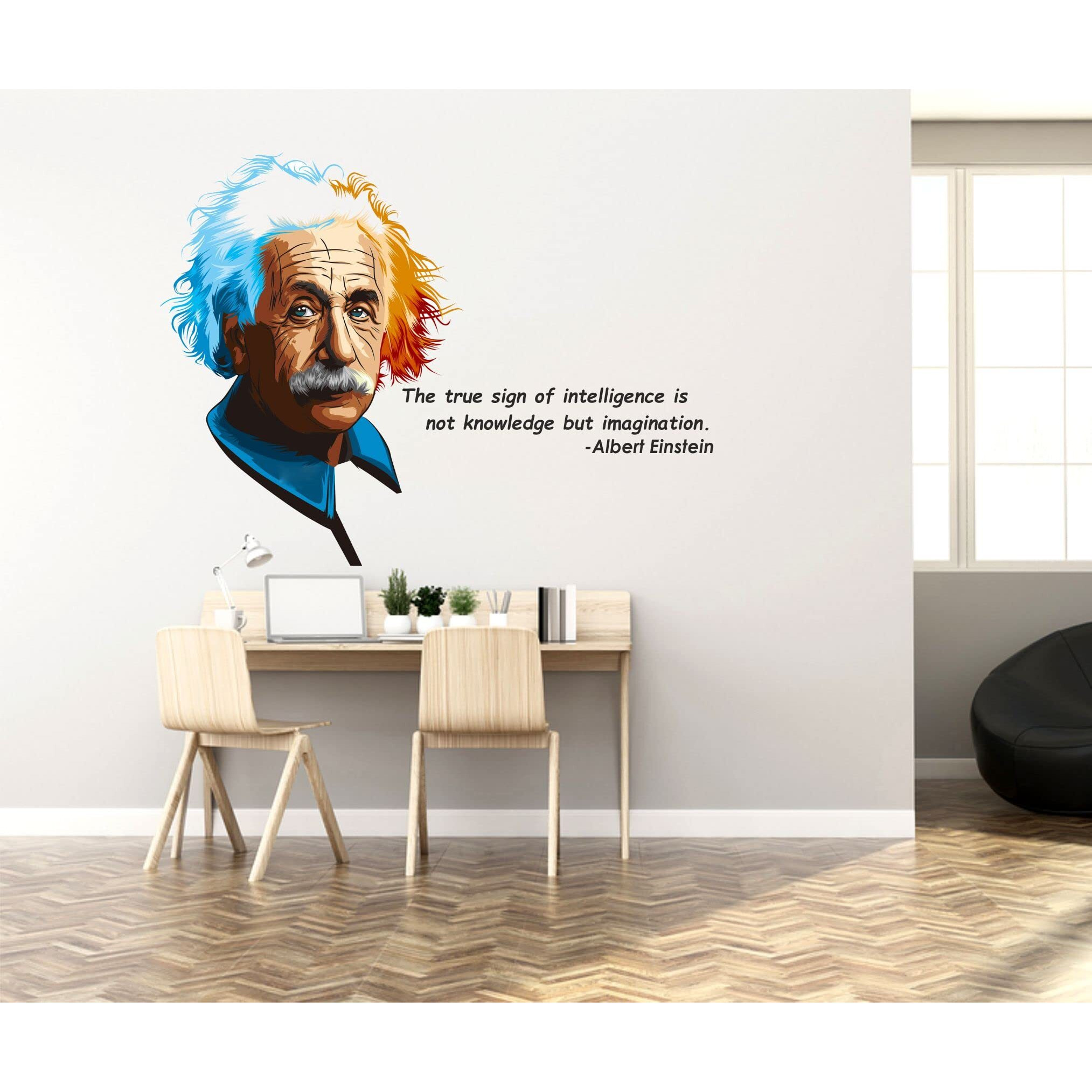 Sticker Yard Albert Einstein Imagination Quote Vinyl Wall Sticker For Living Room/Bedroom/Office And All Decorative Wall Stickers Size 76X55Cm