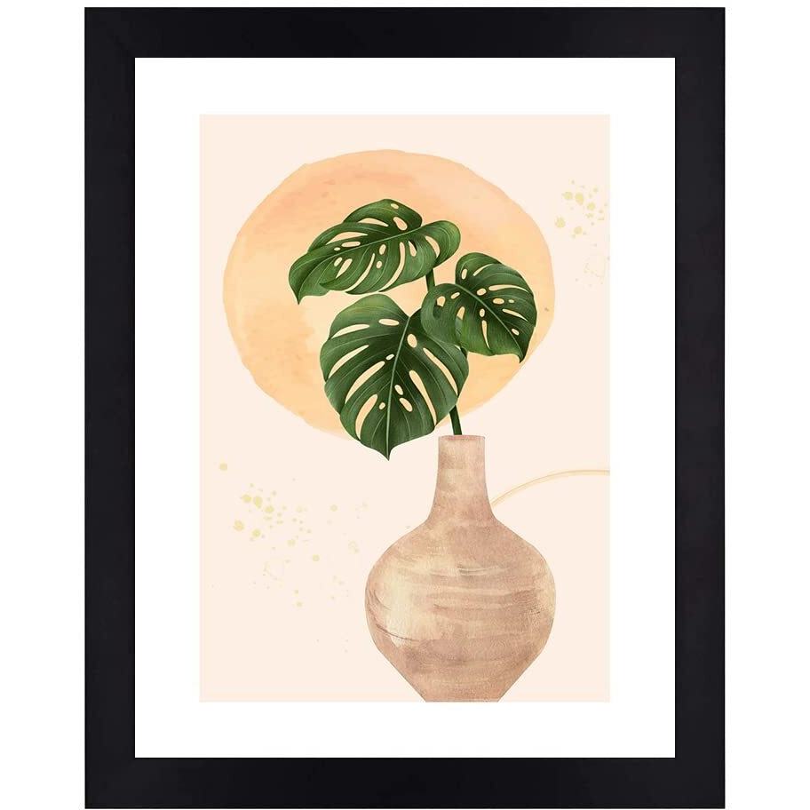 Interio Crafts Modern Botanical Pot Art Framed Poster, Modern Art Frame For Living Room, Bedroom, Kitchen, Office Wall Decor, Synthetic Wood, 13 X 10 Inches (Style 7)
