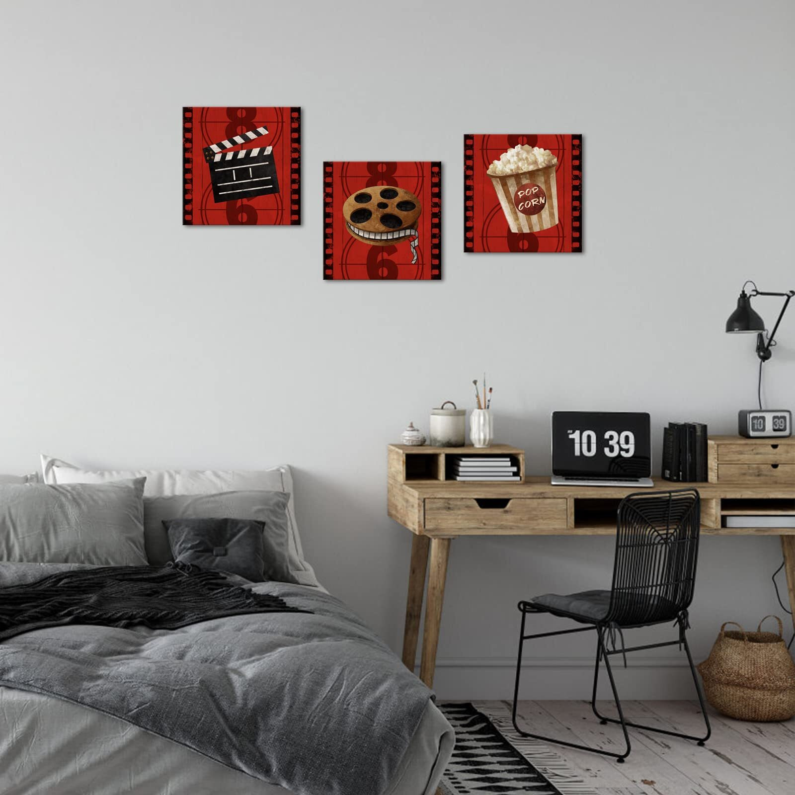 Homeoart Movie Room Decor Home Theater Cinema Art Prints Framed Artwork Media Room Decor 12&quotX12&quotX3 Pieces