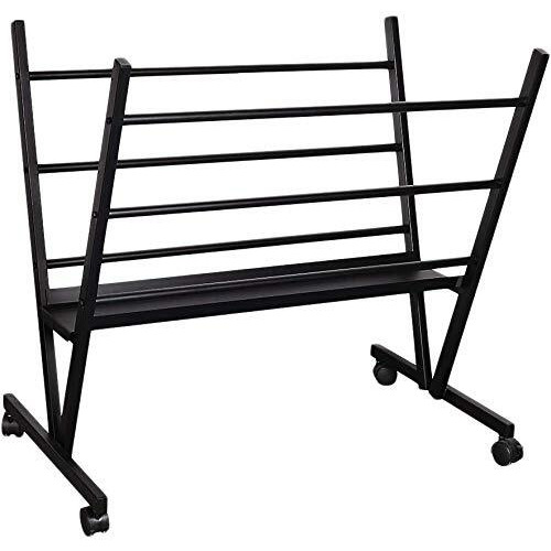 Indian Decor 45222 Art Expo Metal Art Print Rack With Rolling Casters Holds Posters, Prints, Canvas Art 22" Hx34 Wx6 D
