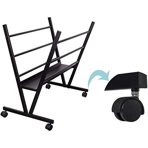 Indian Decor 45222 Art Expo Metal Art Print Rack With Rolling Casters Holds Posters, Prints, Canvas Art 22" Hx34 Wx6 D