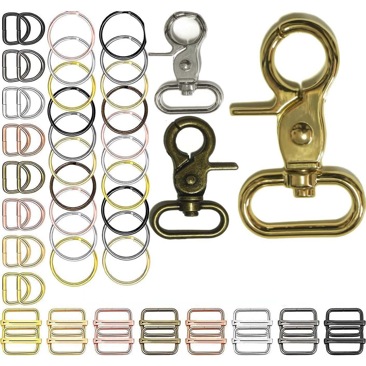 Diy Crafts 25 Sets, Silvery Bright, Iron Lobster Claw Clasps Swivel Lanyardstrigger Snap Hooks Strap, D Rings Slide Buckle For Keychain, Bags And Jewelry (25 Sets, Silvery Bright)