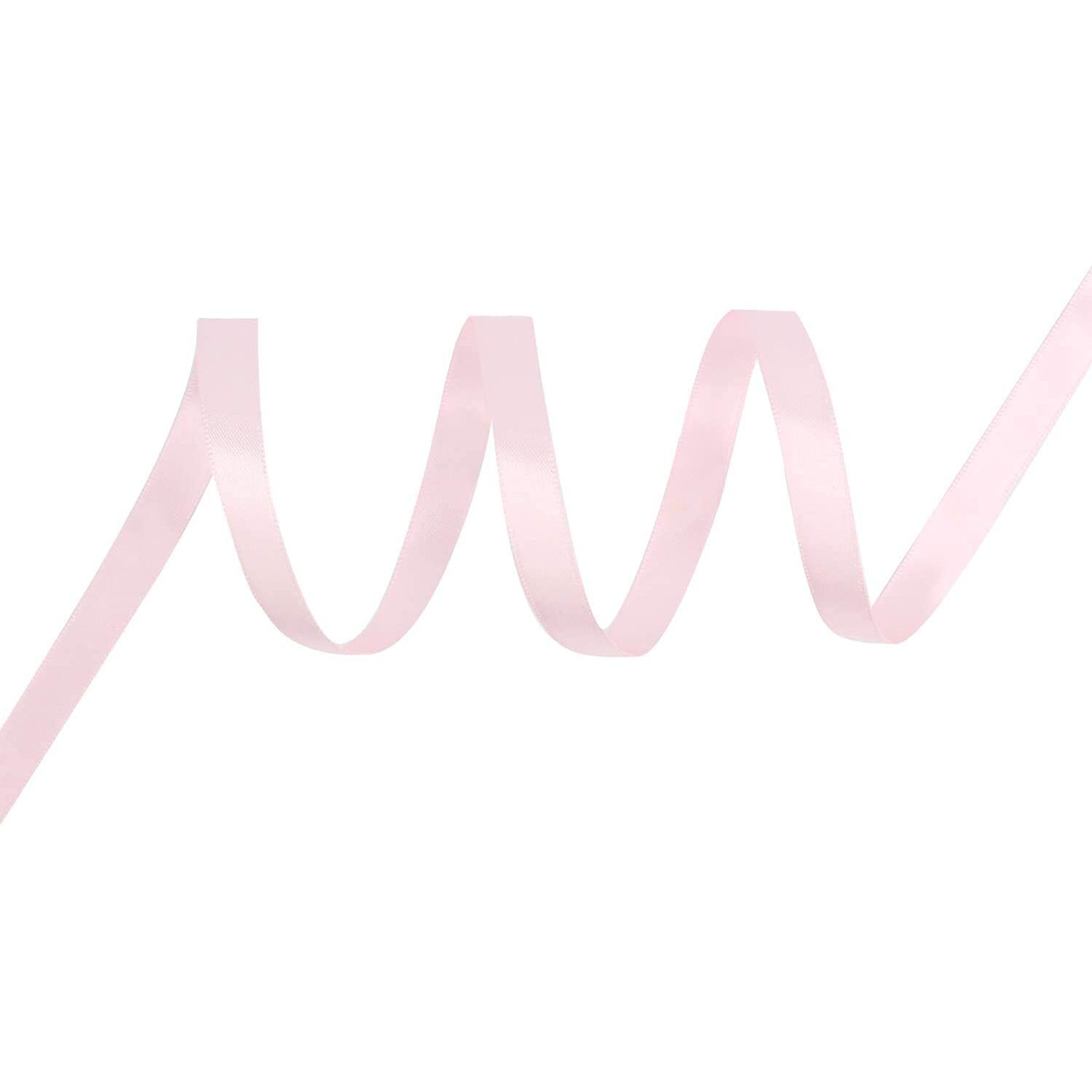 100% Polyester Double Faced Satin Ribbon (Icy Pink, 6 Mm)