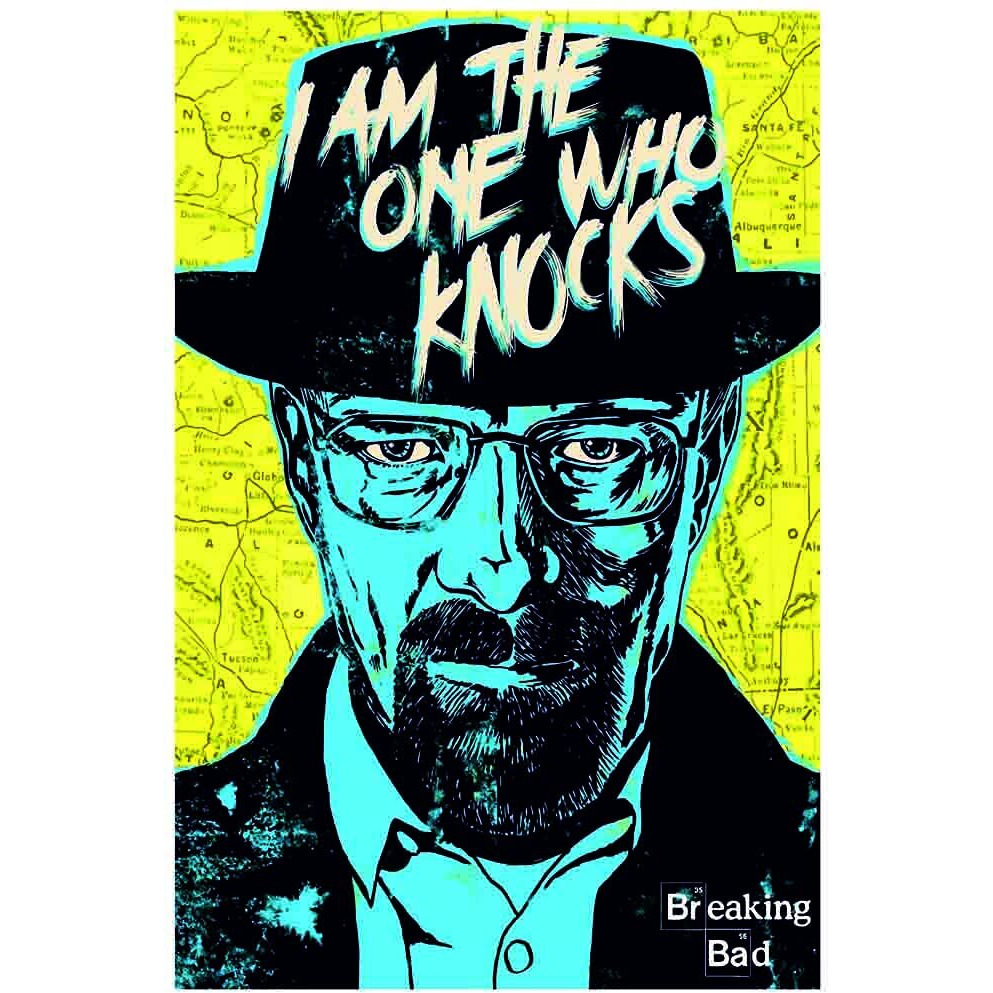 Hazzelnut Casperme 'I Am The One Who Knocks' Abstract Themed Breaking Bad 300 Gsm Print Poster (Multicolour, 13 X 19 Inch)