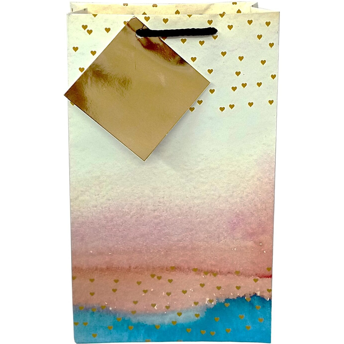 Aakriti Gift Bags-Paper Bags For Return Gifts Paper Bag Small Carry Bags For Gifting, Small Paper Bags Goodie Bags With Handles &Thank You Card Gift Covers Ombre Hearts (25),1 Count,Multi Color