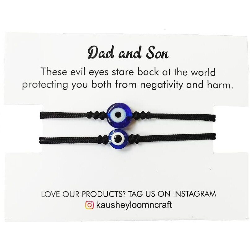 Kaushey Loom & Craft Authentic 2 Pcs Handmade Evil Eye Nazariya Bracelet For Unisex Adult Keeps You Safe And Secure From Evil & Negative Energies Comes With Greeting Card