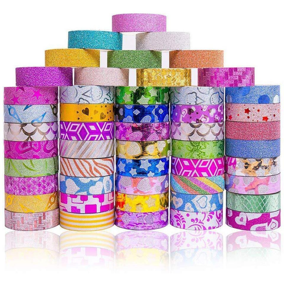 Diy Crafts Pack Of 20 Roll, Glitter Washi Masking Tape Set, Rolls Glitter Washi Masking Tape Set, Diy Acces (Pack Of 20 Roll, Glitter Washi Masking Tape Set)