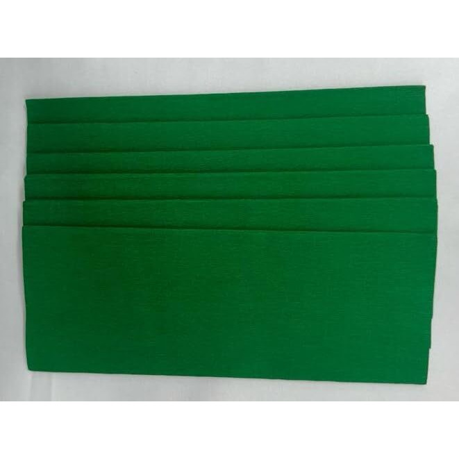 Prokart Flower Making Duplex Wrinkled Stretchable Crepe Paper For Diy Flower Making And Wrapping (Pack Of 6 Sheets) (Green)
