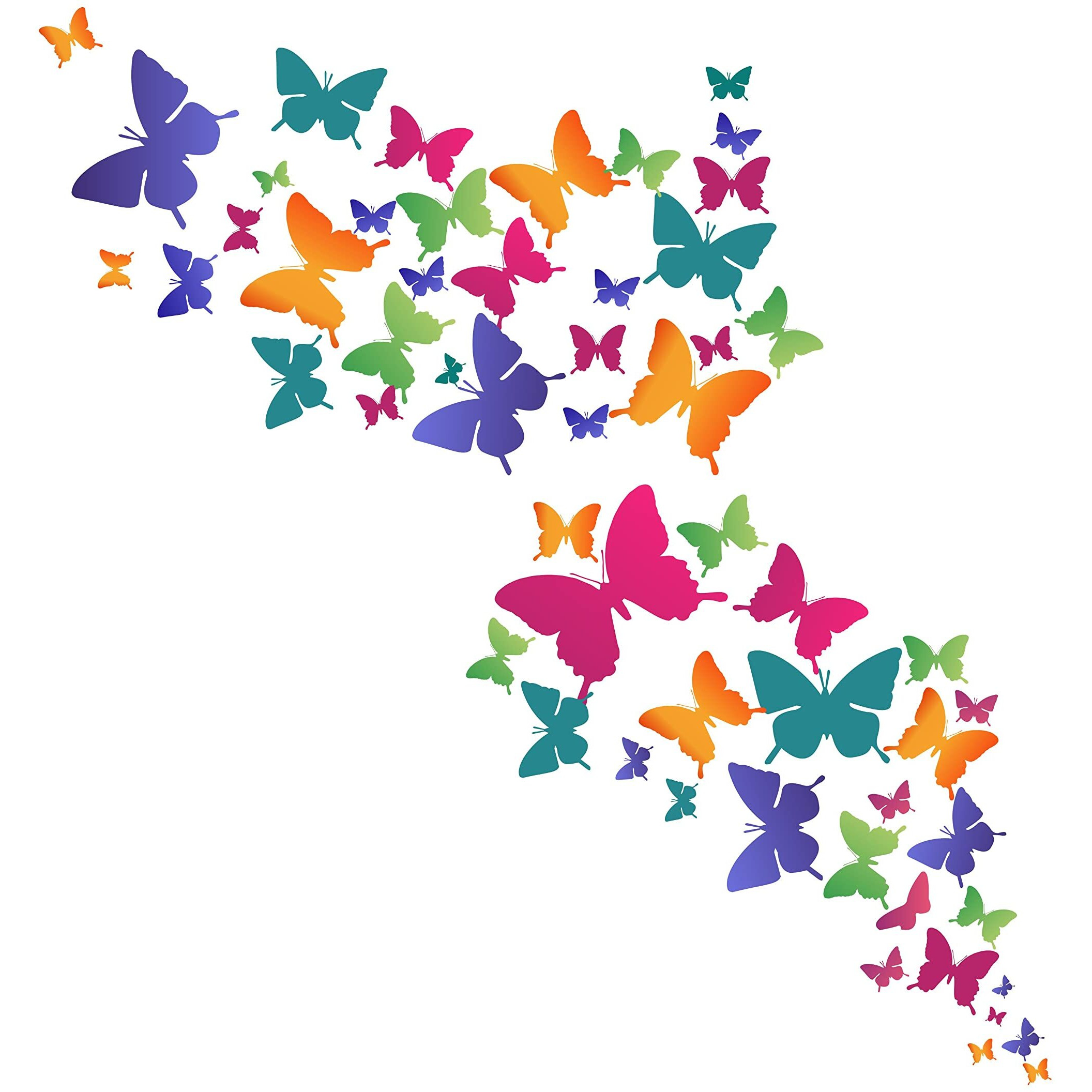 Dreamkraft Colorfull Butterflies Wall Sticker For Home Decor, Kid's Room, Living Room Decor (Multicolor, Pvc Vinyl, 109 X 99Cm)