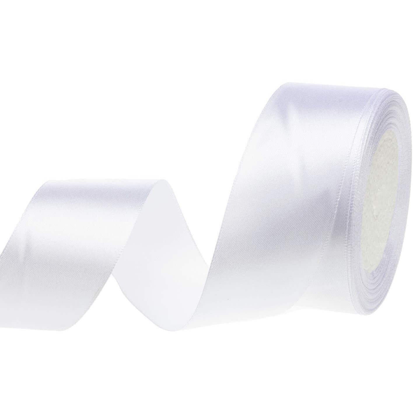 Aakriti 1.5 Inch Wide Single Face Satin Polyester Ribbon, 75 Meter (3 Rolls, 25 Meter), White, Perfect For Wedding, Handmade Bows, Gift Wrapping, Party Decoration, Sewing, Special Occasions