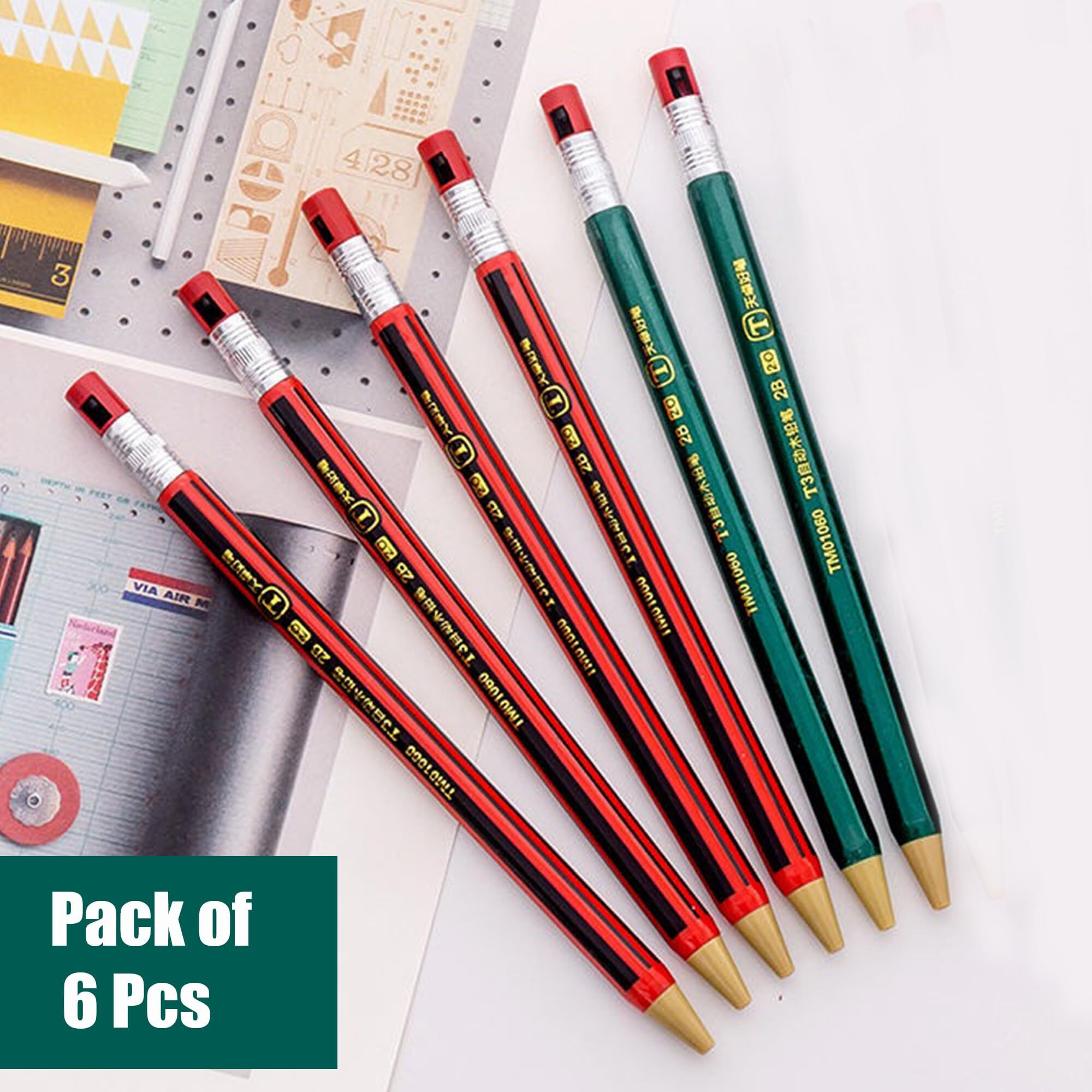 Funblast Mechanical Pencils With Sharpener For Kid  Pre-Sharpened Pencils For Kid, Kawaii Pencil For Kids, Cute Pencils, Birthday Gift, Return Gift For Kids, Pencil For Drawing And Shading (6 Pcs)