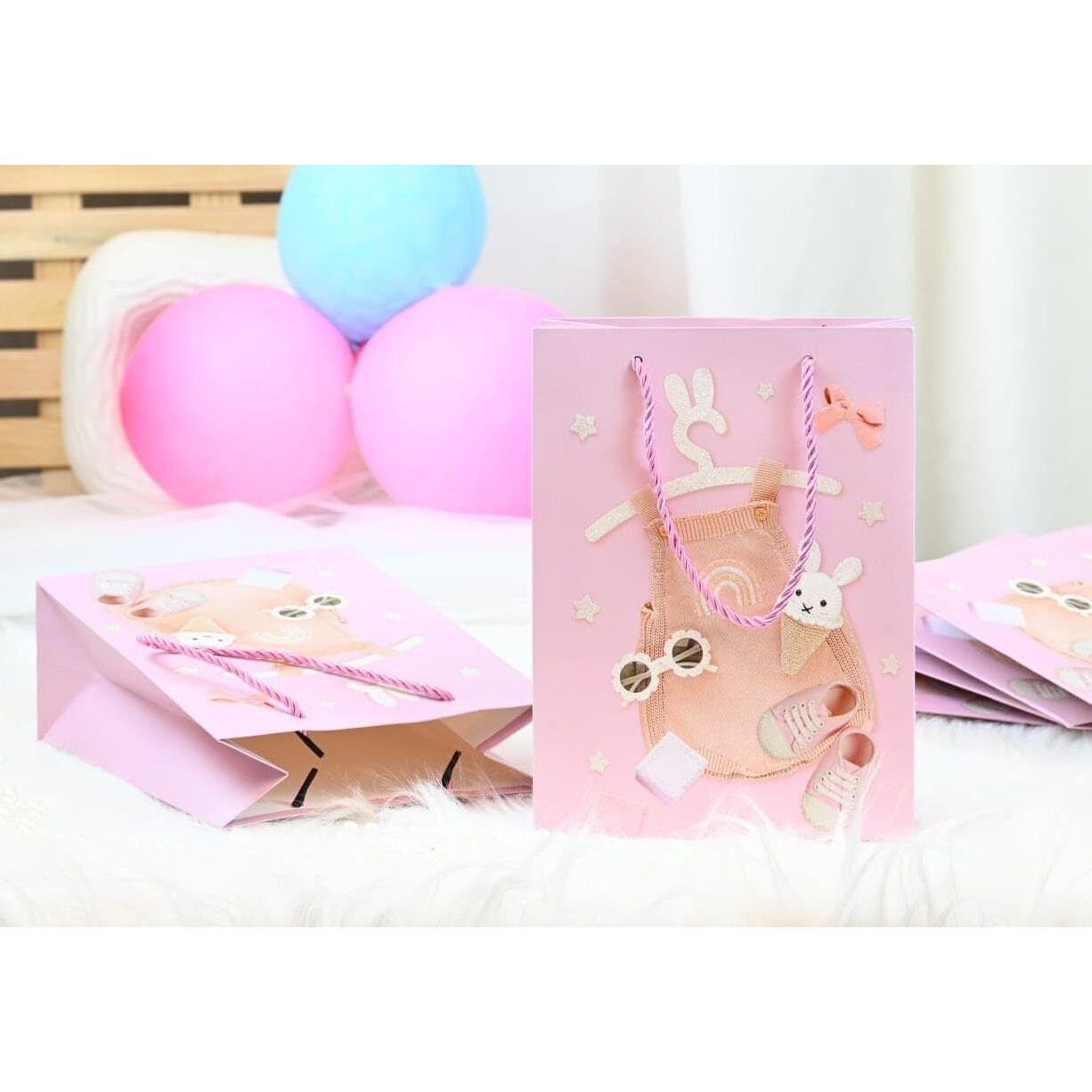 Satyam Kraft 6 Pcs Style Gift Bags With Handle Gift Paper Bag, Gift For Birthday Gifting, Marriage Return Gifts, Rakhi, Rakshabandhan, Wedding, Party, Season's Greetings (Small) (Design 2)