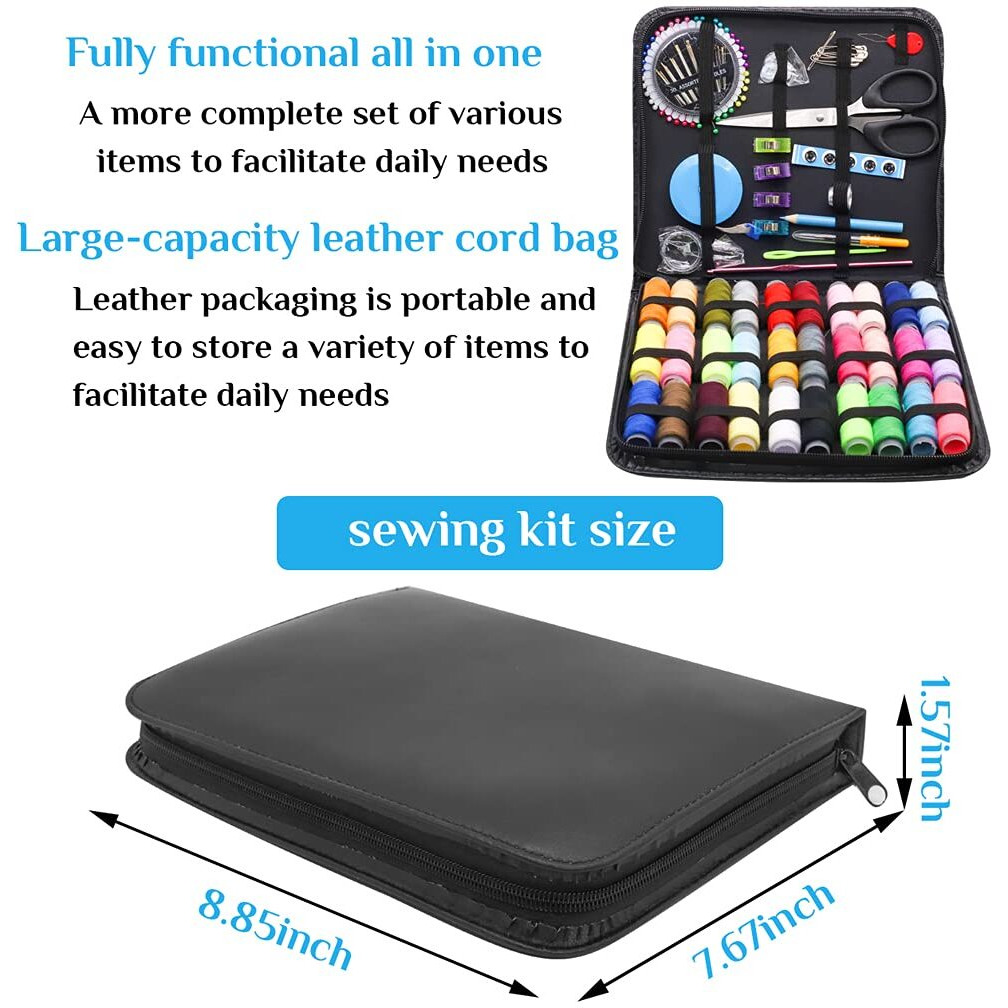 Optifit Sewing Kit 126Pcs Needle And Thread Kit 30 Large Cotton Thread Bobbins Pu Case For Women Suitable For Home Travel And Emergency Use