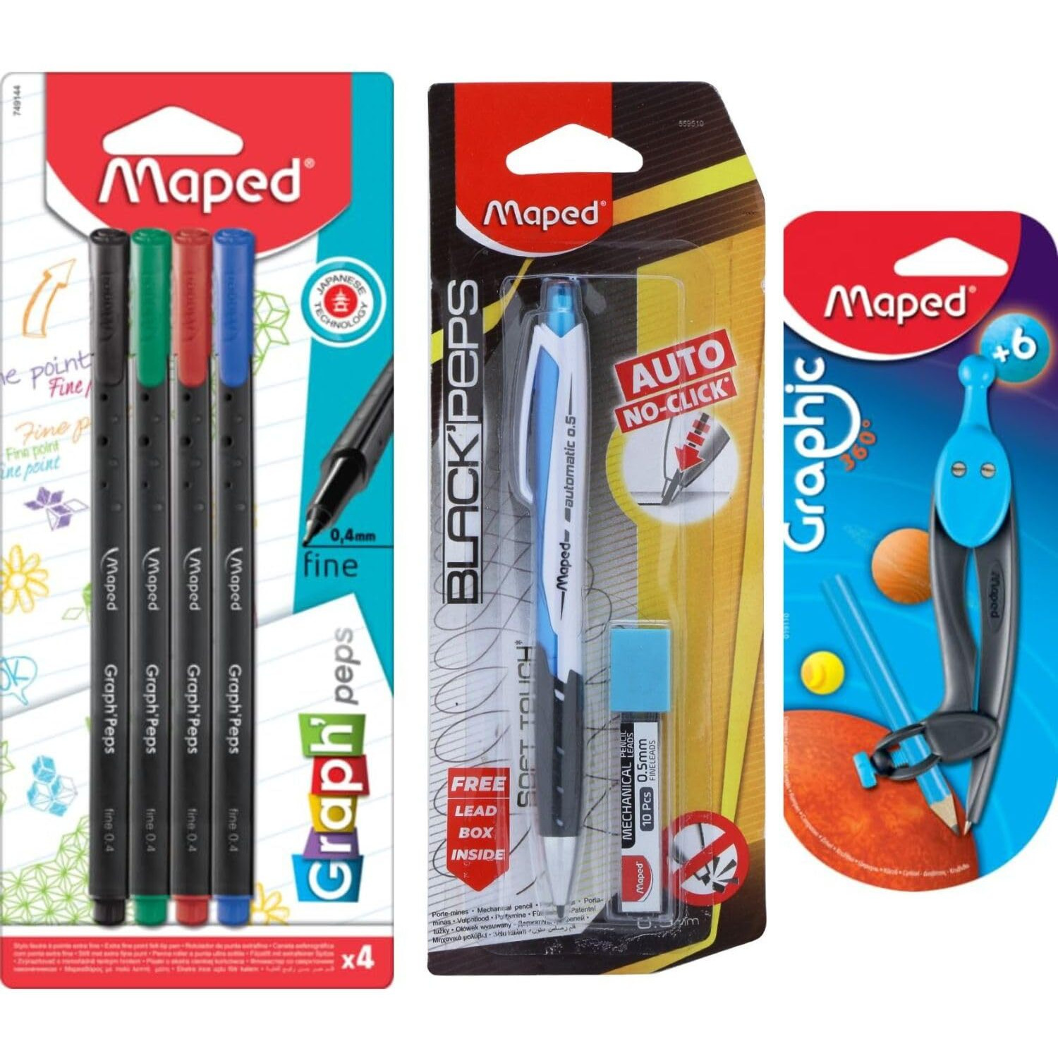 Maped Mandala Art Kit|Fineliners Doodling Pens|Doodling Kit|Auto Mechanical Pencil|Compass|Fine Liners|Writing Material|School Instruments |Triangular Shape For Easy Grip
