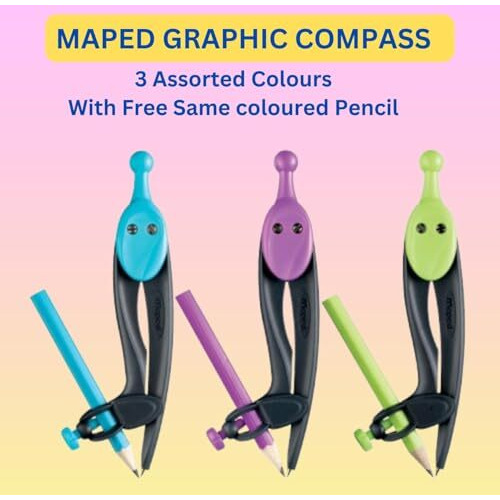 Maped Mandala Art Kit|Fineliners Doodling Pens|Doodling Kit|Auto Mechanical Pencil|Compass|Fine Liners|Writing Material|School Instruments |Triangular Shape For Easy Grip