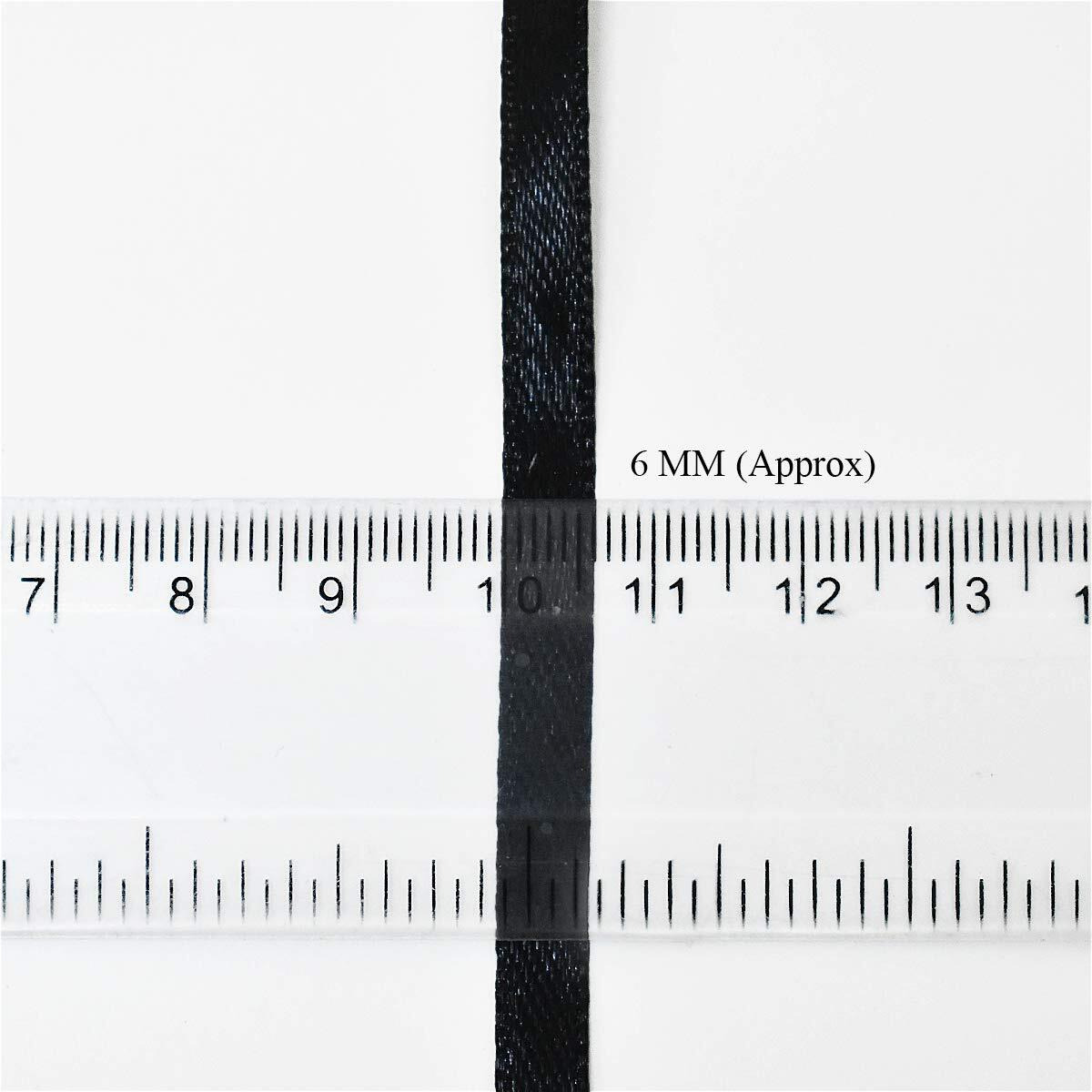 Embroiderymaterial Satin Ribbon For Craft Decorations Clothes Sewing Making Purpose (Black-2)5 Roll 50 Metre