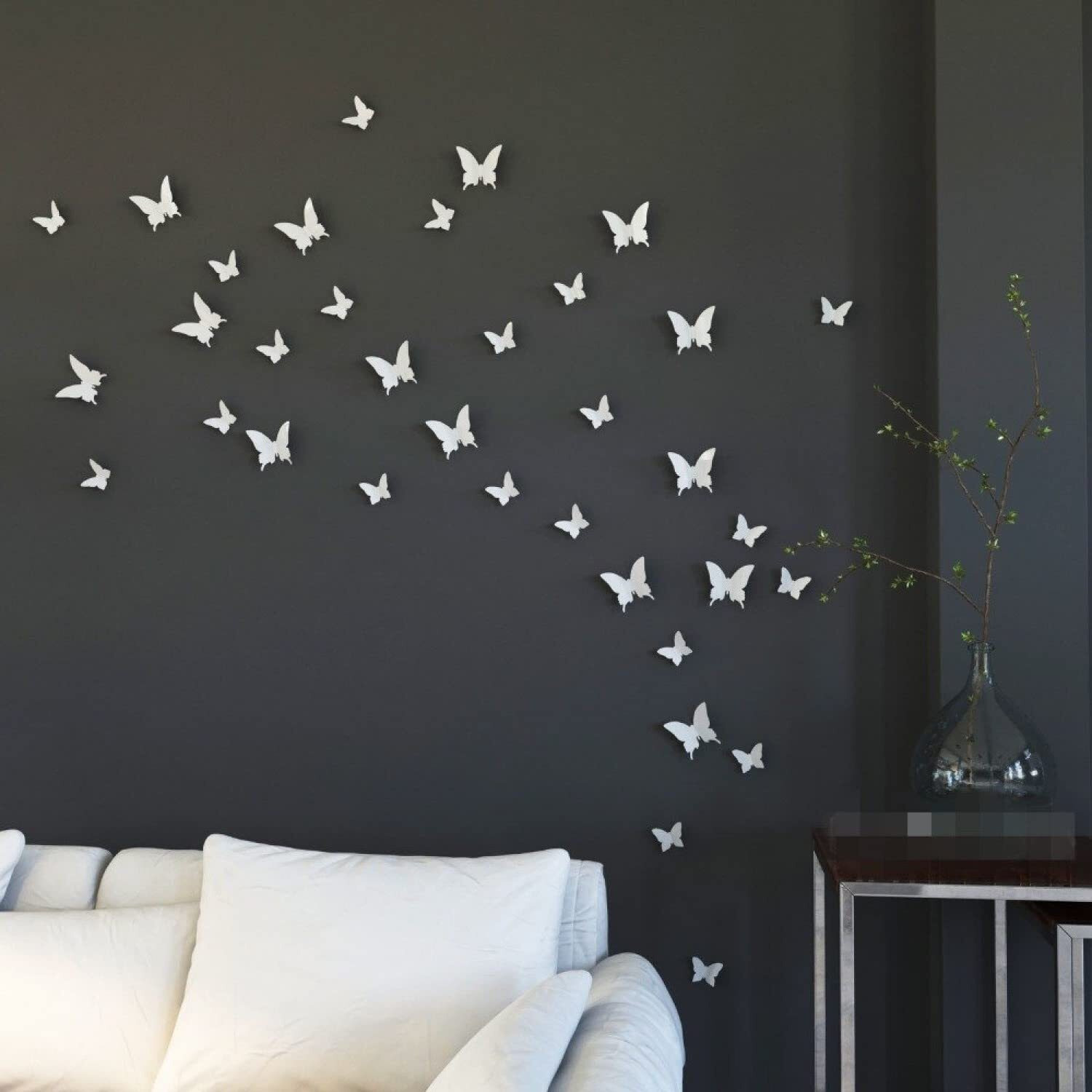 Indian Royals White 3D Butterflies Stickers For Wall, Decoration Items, Stickers, Wall-Decor, For Walls Decoration 12 Piece (13 Cm X 15 Cm)