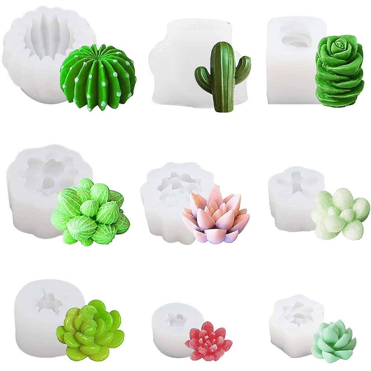Hasthip 9Pcs Succulent Silicone Molds 9 Styles Succulent Silicone Molds Diy Resin Desk Decor Diy Resin Desk Decor Gift