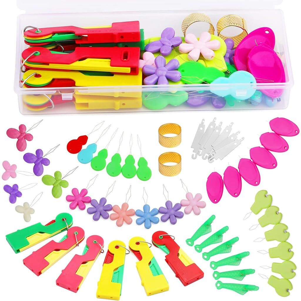 Hasthip 51Pcs Needle Threaders Set, Needle Threaders For Hand Sewing, 9 Types Needle Threader With Thimbles For Sewing Machine Needle Threader Tool For Sewing Crafting