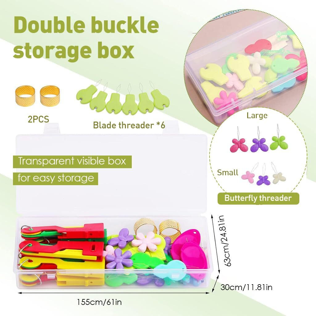 Hasthip 51Pcs Needle Threaders Set, Needle Threaders For Hand Sewing, 9 Types Needle Threader With Thimbles For Sewing Machine Needle Threader Tool For Sewing Crafting