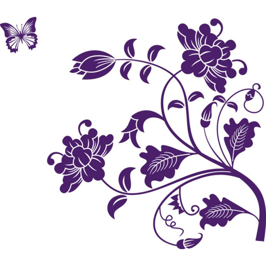Decals Design 'Vine Flower' Wall Sticker (Pvc Vinyl, 50 Cm X 70 Cm, Purple)