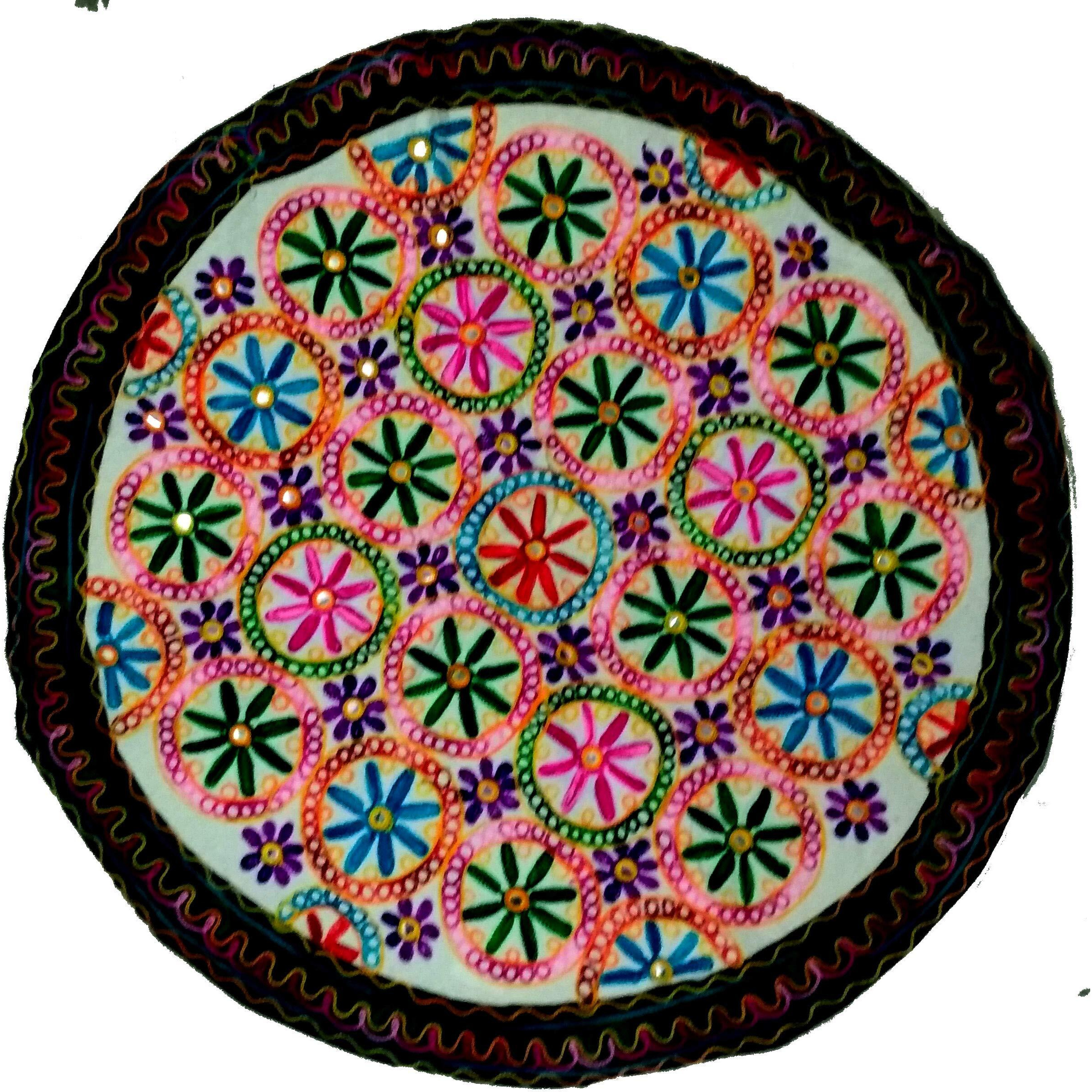 Purpledip Cotton Tapestry 'Flowers Garden' Vintage Embroidery Table Cover Or Wall Hanging (11774)