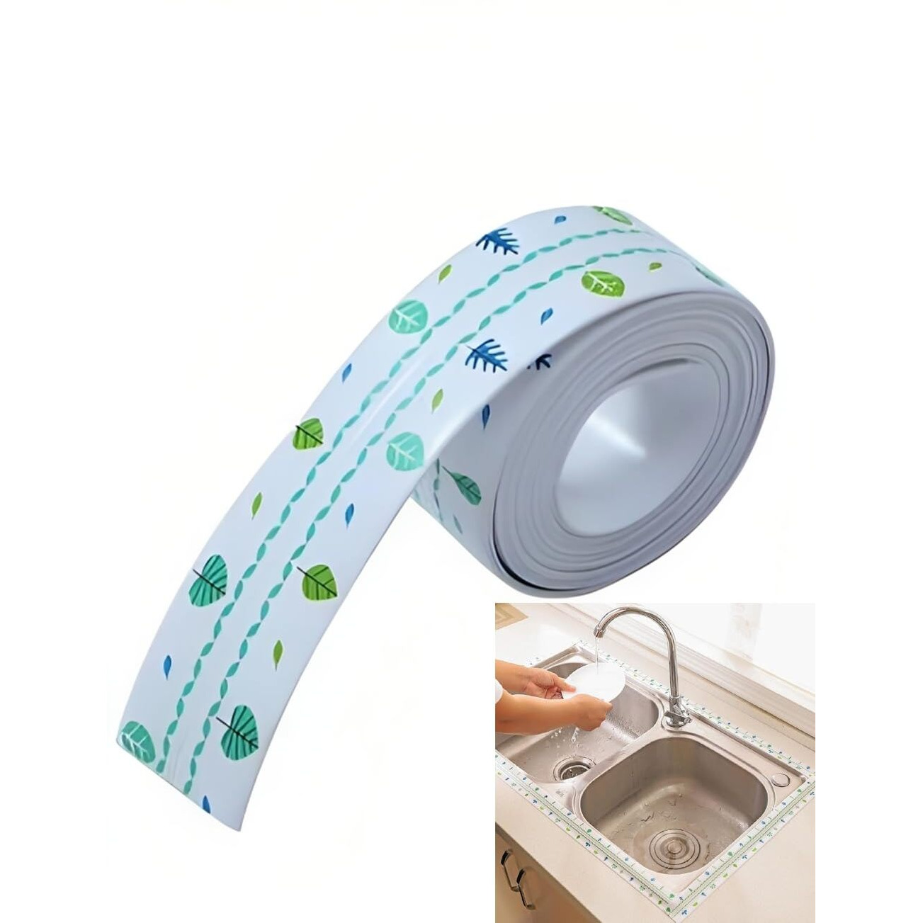 Whitecloud Transforming Homes Multicolor Self-Adhesive Caulk Strip Tape For Kitchen Sink, Bathroom Corners Stylish, Waterproof Decor Tape 1M (Kt-758) (2)