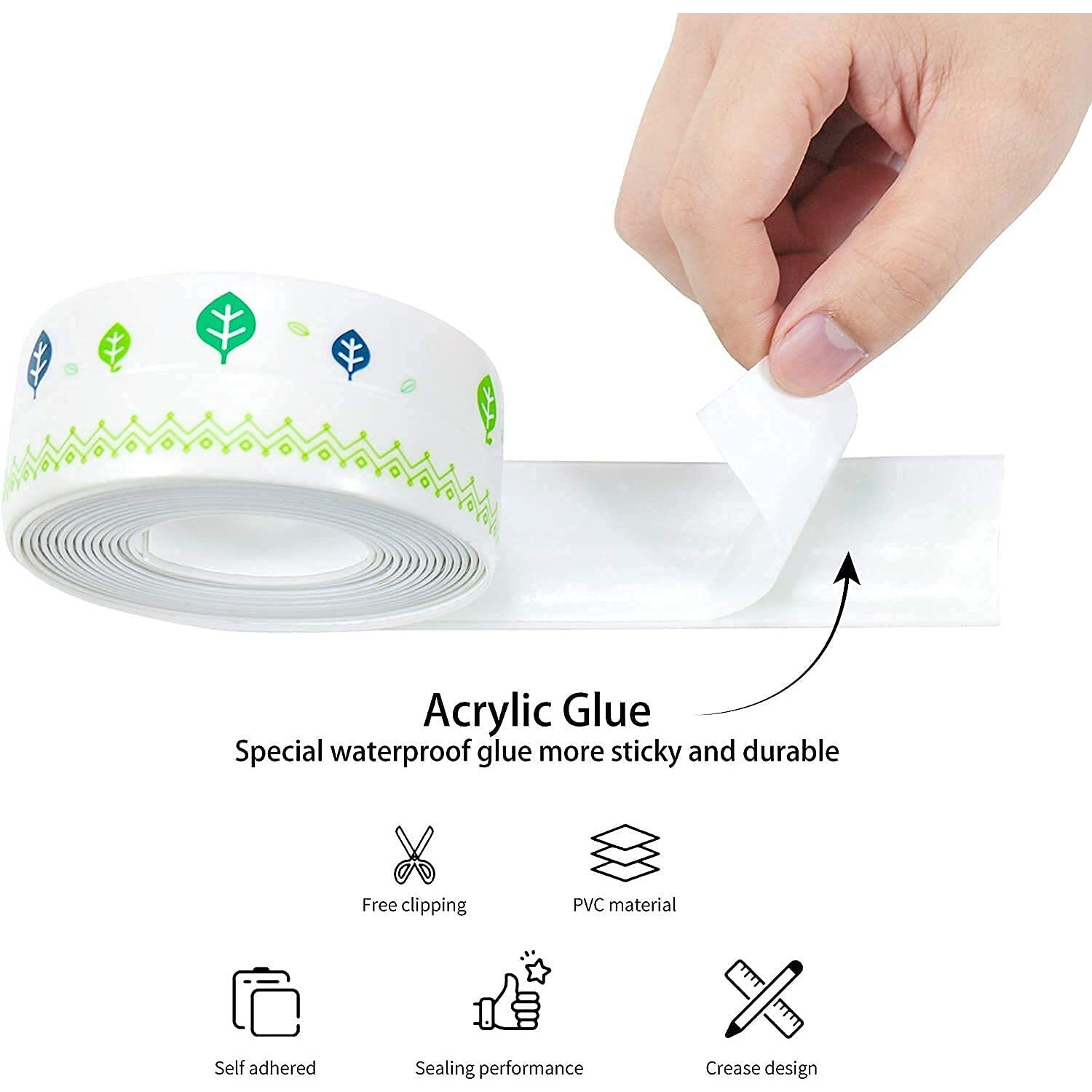 Whitecloud Transforming Homes Multicolor Self-Adhesive Caulk Strip Tape For Kitchen Sink, Bathroom Corners Stylish, Waterproof Decor Tape 1M (Kt-758) (2)