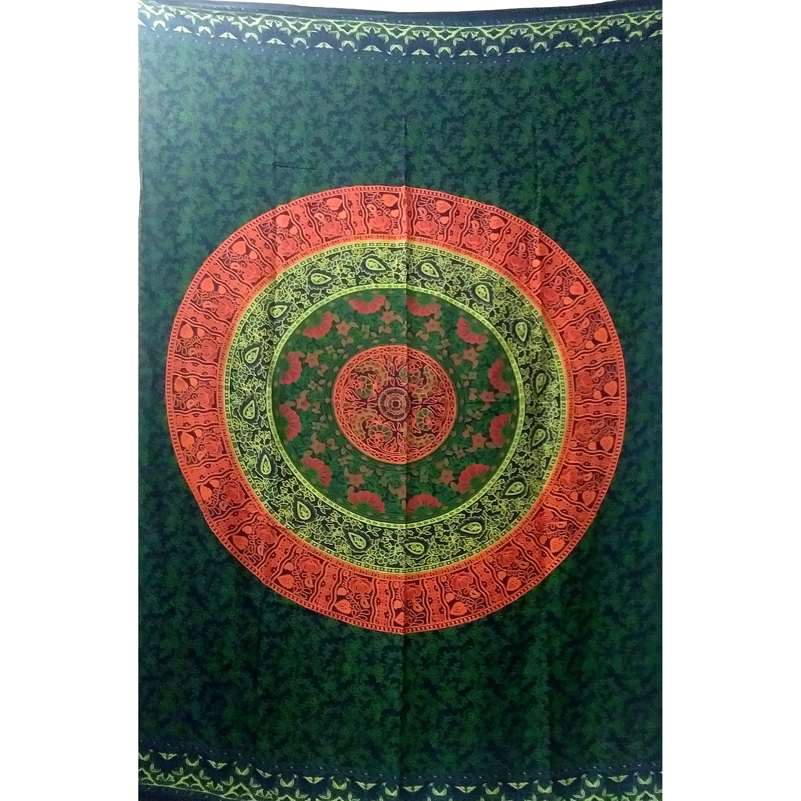 Purpledip Cotton Mix Body Wrap 'Cosmic Mandala' Bohemian Tapestry Bed Cover Beach Throw (20051)