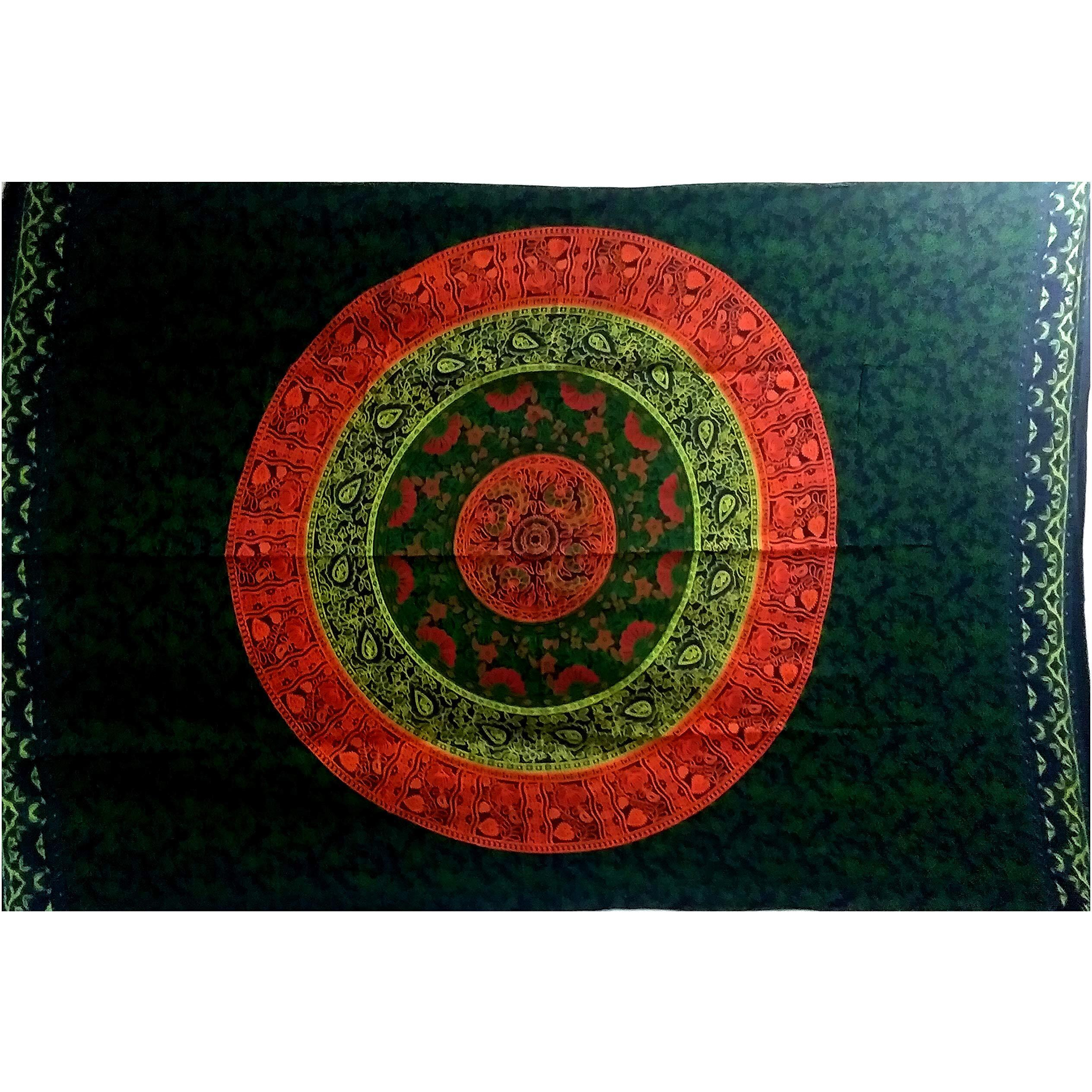 Purpledip Cotton Mix Body Wrap 'Cosmic Mandala' Bohemian Tapestry Bed Cover Beach Throw (20051)