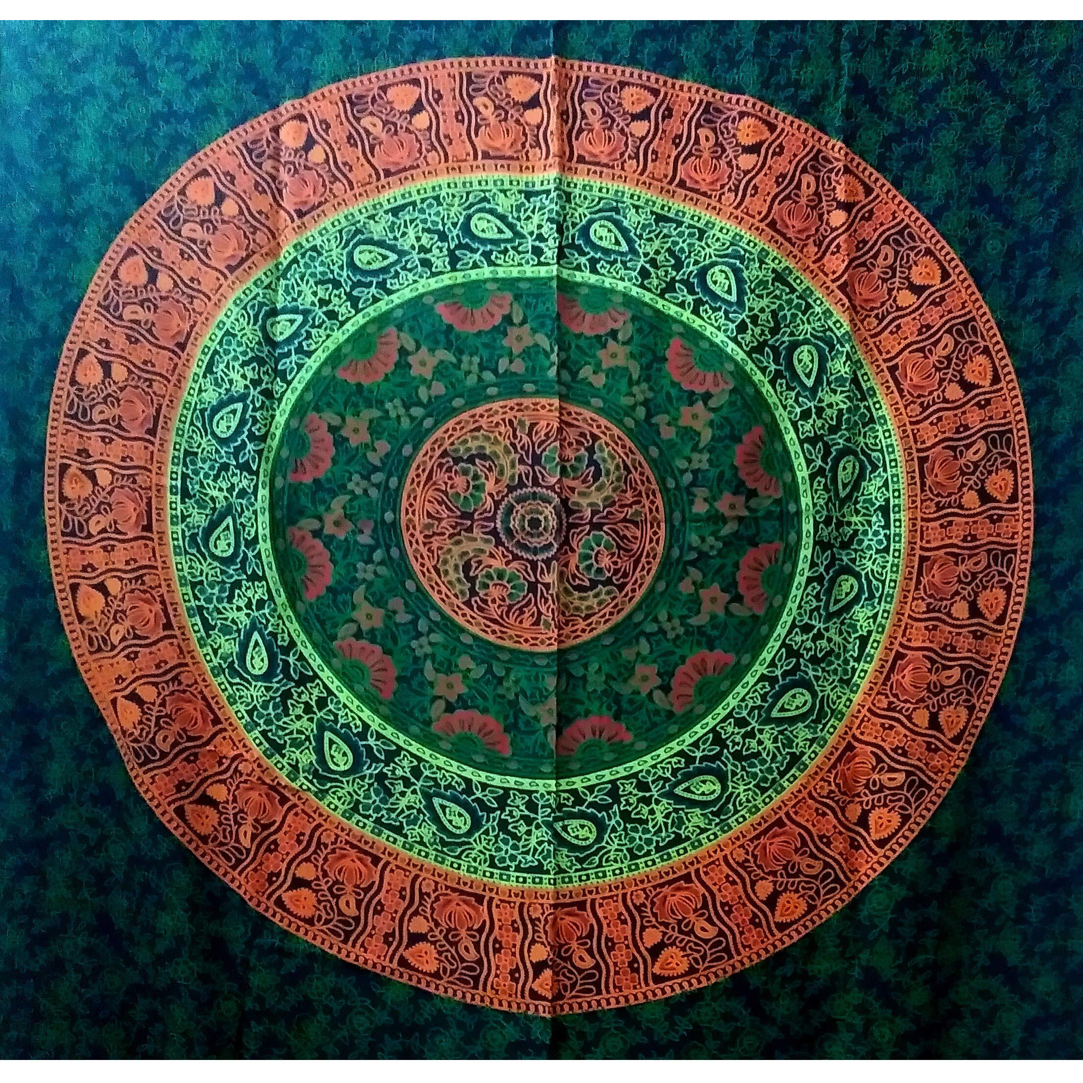 Purpledip Cotton Mix Body Wrap 'Cosmic Mandala' Bohemian Tapestry Bed Cover Beach Throw (20051)