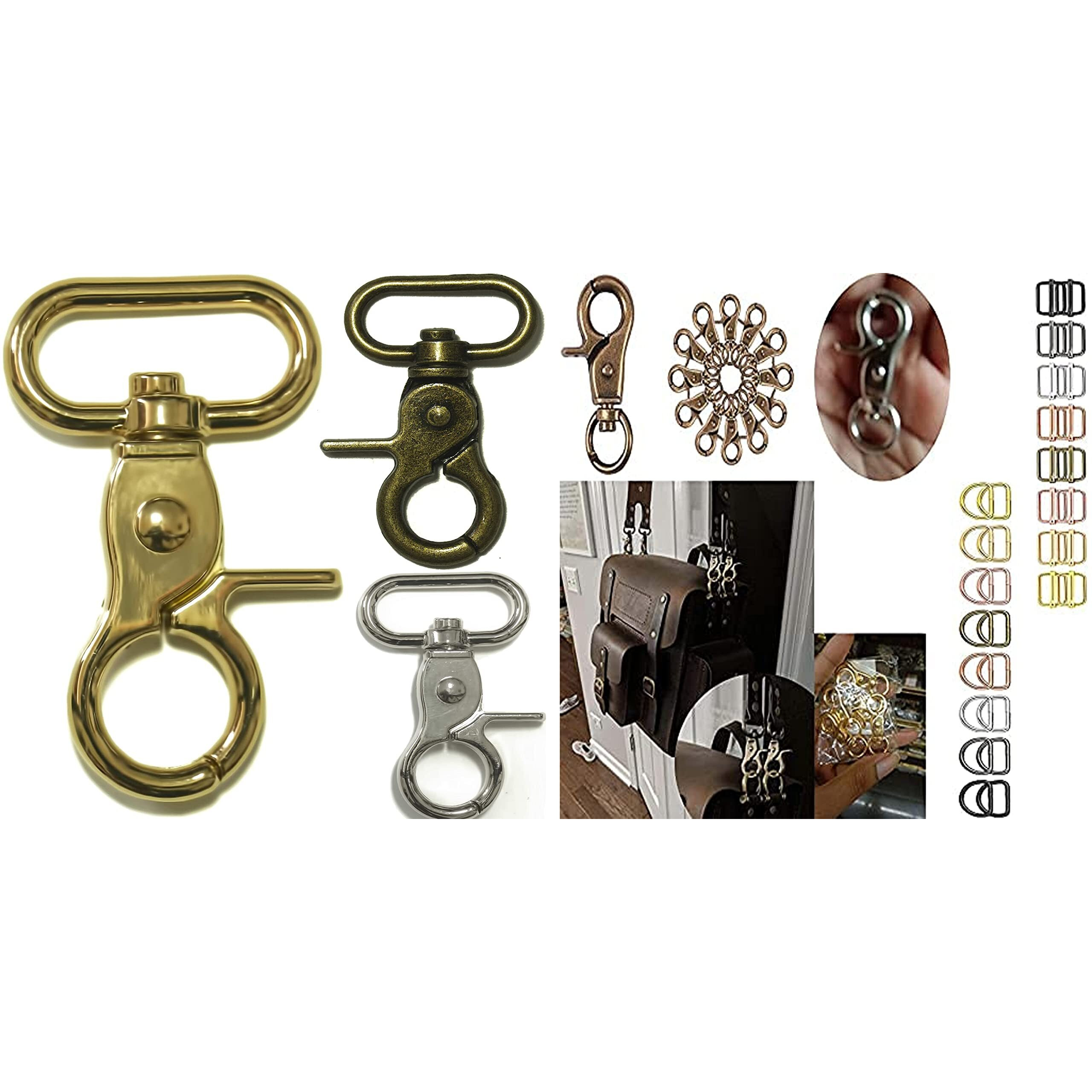Diy Crafts 50 Sets, Golden, Iron Lobster Claw Clasps Swivel Lanyardstrigger Snap Hooks Strap, D Rings Slide Buckle For Keychain, Bags And Jewelry Findings (50 Sets, Golden)