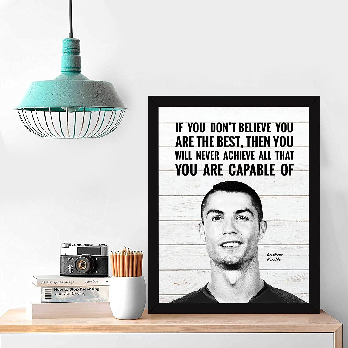 Chaka Chaundh - Ronaldo Quote Frame - Cristiano Ronaldo Posters With Frame - Ronaldo Quotes Posters  Ronaldo Photo Frame - (14 X 11 Inches) (Ronaldo White)