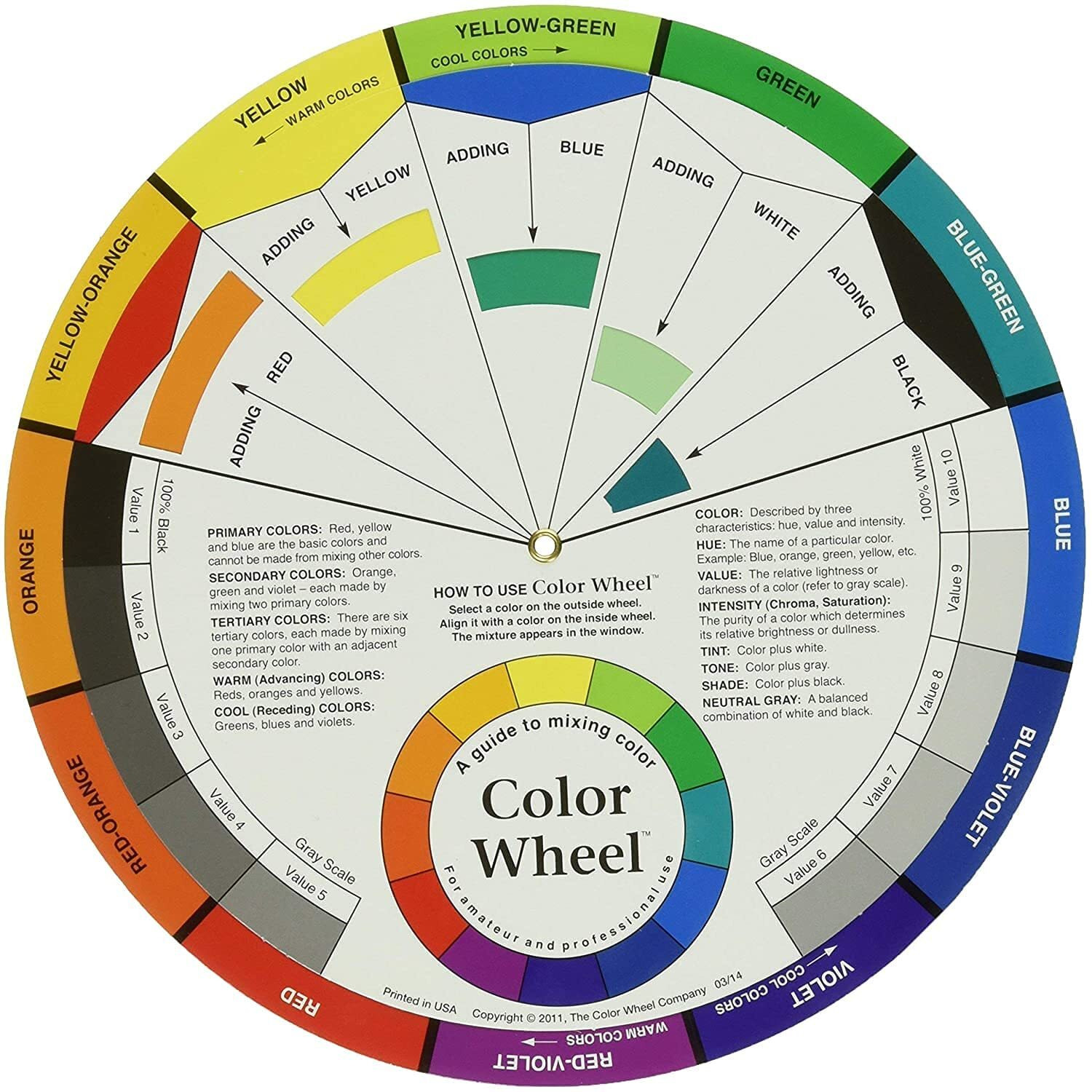 Amigozz Color Card  A Handy Color Mixing Guide For Students, Amateurs And Professionals  Definitions, Color Relationships, Color Wheel And More(1Pc)