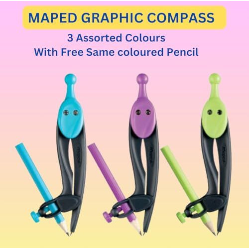 Maped Mandala Art Kit|Fineliners Doodling Pens|Doodlibg Kit| Mechanical Pencil|Compass|Fine Liners|Writing Material|School Instruments |Triangular Shape For Easy Grip, Multicolor