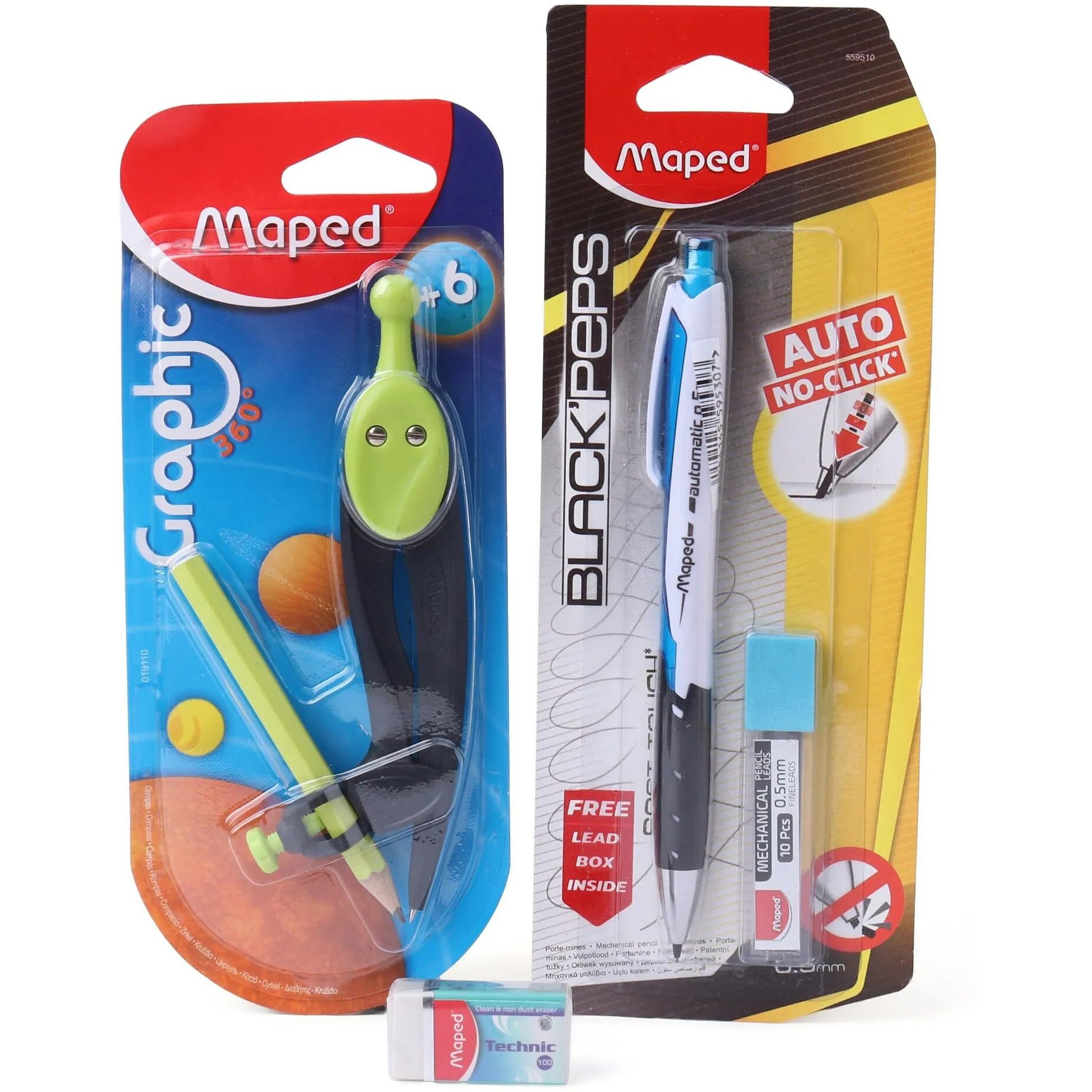Maped Essential Stationery Kit|Essential Writing Set|Study Material|Rounder|Eraser|Mechanical Pencil|School Supplies|Stationery Kit| Mandala Art Kit For Adult| Mandala Art Tool Doodling Kit| Non Toxic