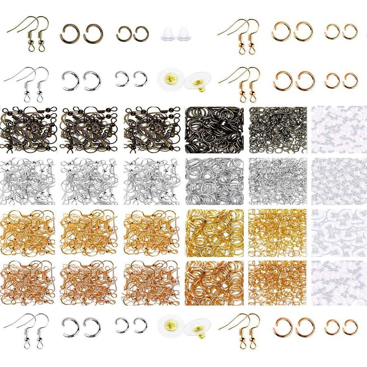 Diy Crafts 100 Grm, Mix Gold/Silver, Earring Hooks Earring Making Kit Earring Hooks For Jewelry Making With Jump Rings Earring Backs Pliers Tweezers Jump Ring Open (100 Grm, Mix Gold/Silver)