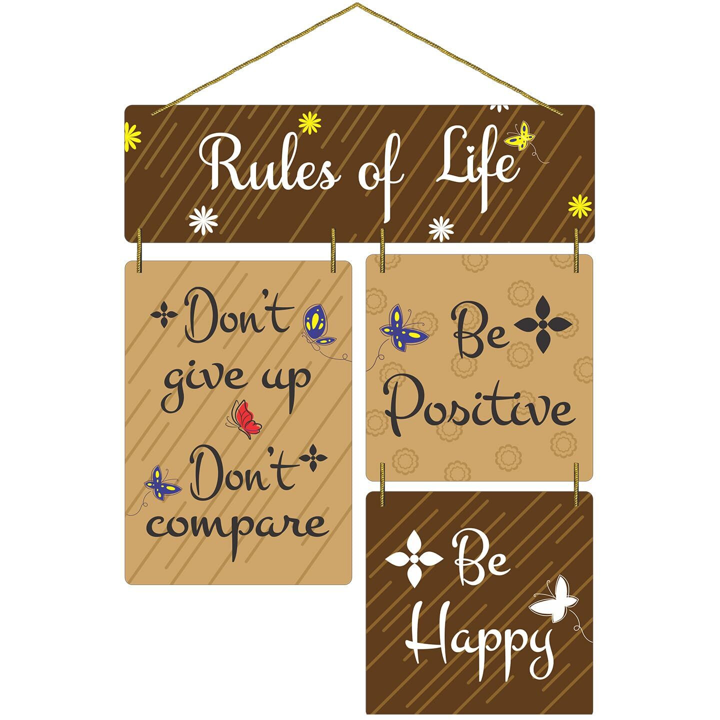 Dly Lifestyle Decorative Wall Art Mdf Wooden Hanger For Living Room | Rules Of Life Quote | Bedroom | Home Decor | Office | Gift | Quotes Item | Wall Hanging For House Decoration | Wall Art
