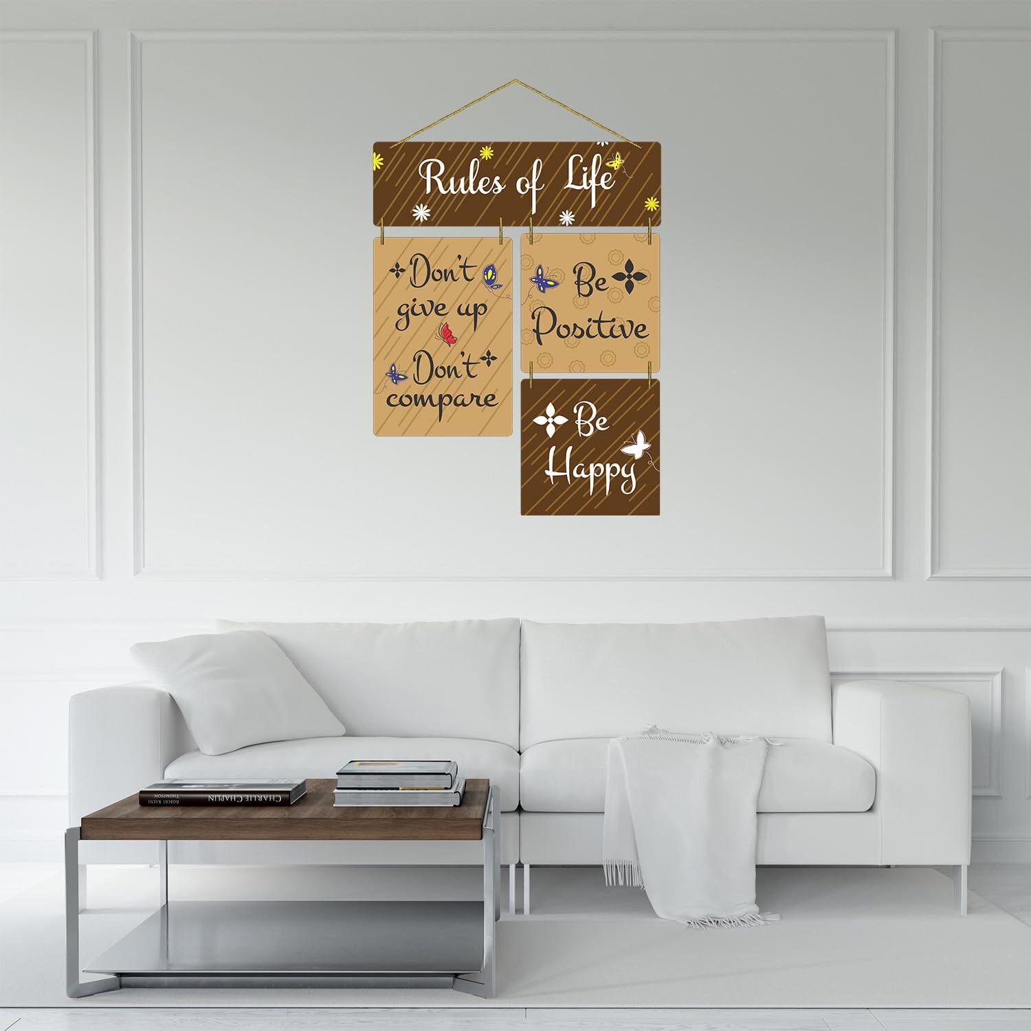 Dly Lifestyle Decorative Wall Art Mdf Wooden Hanger For Living Room | Rules Of Life Quote | Bedroom | Home Decor | Office | Gift | Quotes Item | Wall Hanging For House Decoration | Wall Art